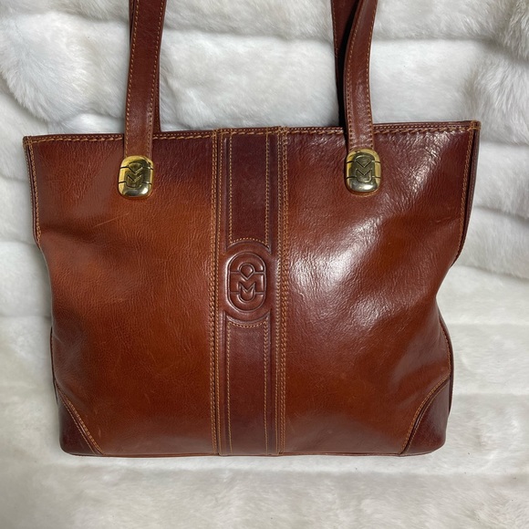 Marino Orlandi Vintage Leather brown Medium shoulder bag with gold tone accents - Picture 2 of 13